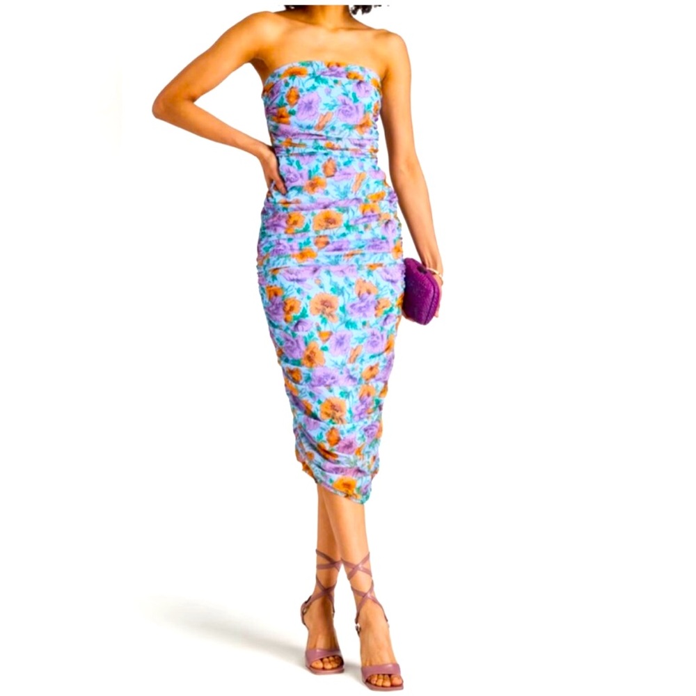 VERONICA BEARD Quiana Strapless Tulle Midi Dress